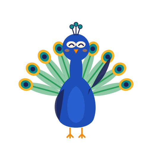 Mora the peacock, the book's guide, waving hello